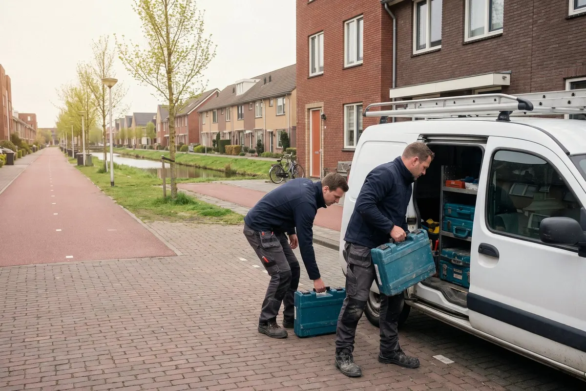 Twee monteurs van Loodgieter Almere aan het werk